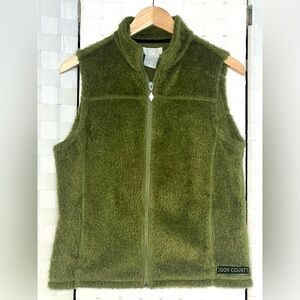 Green Fuzzy Zip-Up Vest